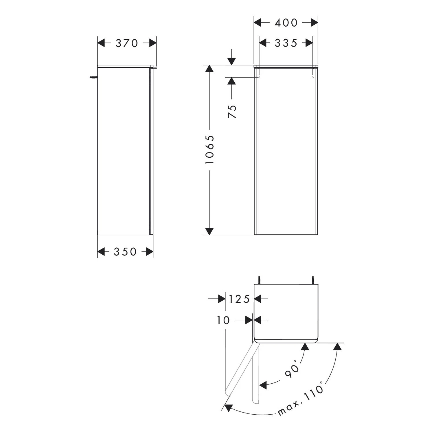 Hansgrohe Xelu Q Halbhochschrank 40 X 106,5 Cm, 1 Tür Mit Anschlag Links, Griff Chrom 4 Hansgrohe Xelu Q Halbhochschrank 40 X 106,5 Cm, 1 Tür Mit Anschlag Links, Griff Chrom – Bild 4