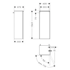Hansgrohe Xelu Q Halbhochschrank 40 X 106,5 Cm, 1 Tür Mit Anschlag Rechts, Griff Mattweiß -Hansgrohe Verkaufsgeschäft hansgrohe badmoebel xelo q hochschraenke xelu 12125660