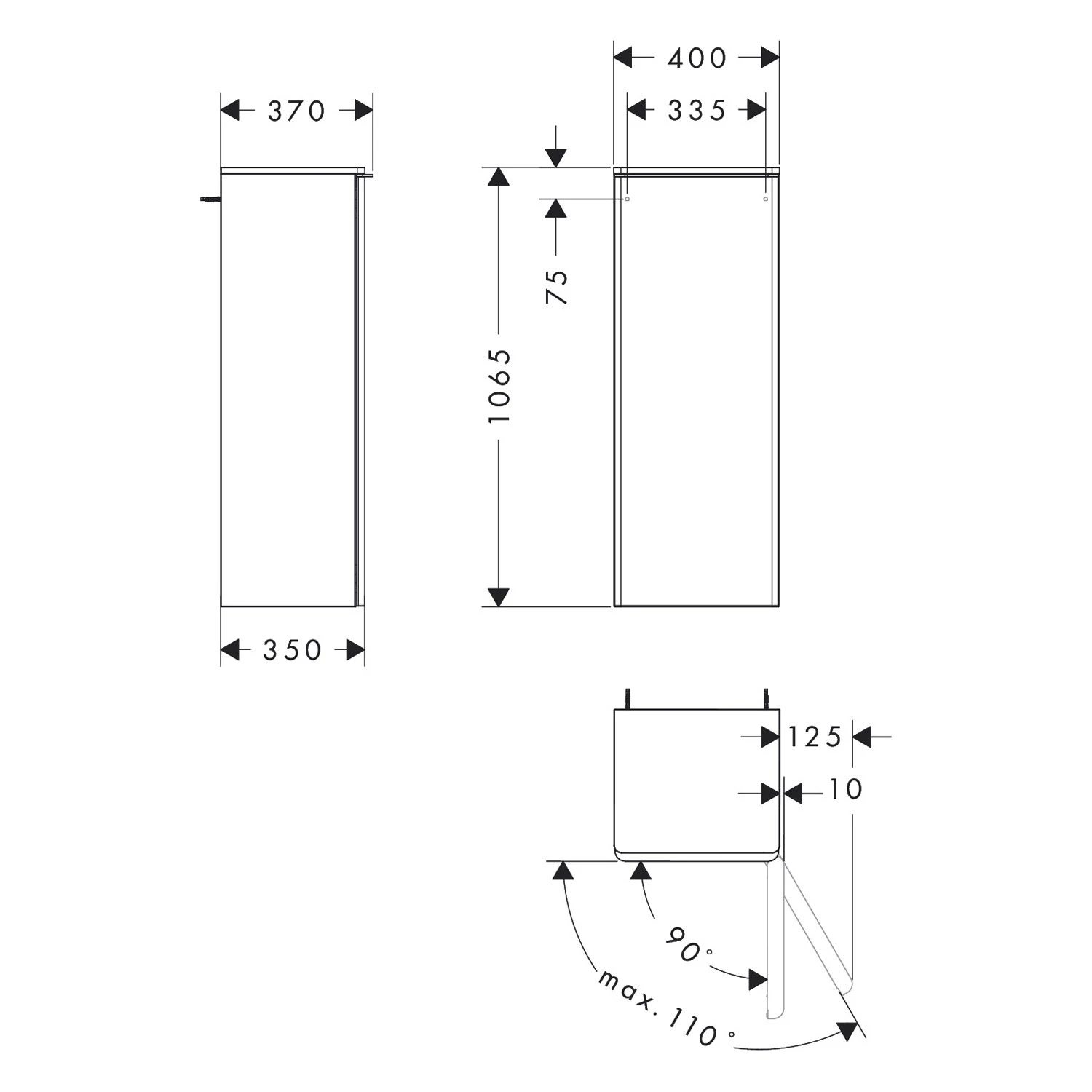 Hansgrohe Xelu Q Halbhochschrank 40 X 106,5 Cm, 1 Tür Mit Anschlag Rechts, Griff Chrom 4 Hansgrohe Xelu Q Halbhochschrank 40 X 106,5 Cm, 1 Tür Mit Anschlag Rechts, Griff Chrom – Bild 4