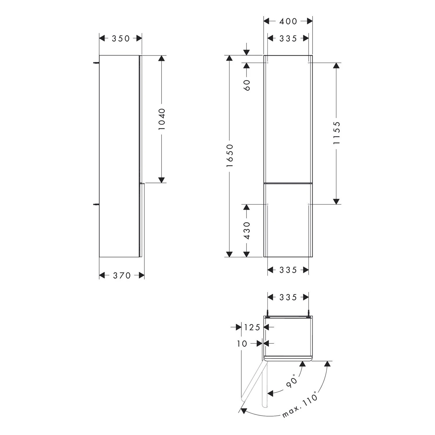 Hansgrohe Xelu Q Hochschrank 40 X 165 Cm, 2 Türen Mit Anschlag Links, Griff Mattweiß 4 Hansgrohe Xelu Q Hochschrank 40 X 165 Cm, 2 Türen Mit Anschlag Links, Griff Mattweiß – Bild 4
