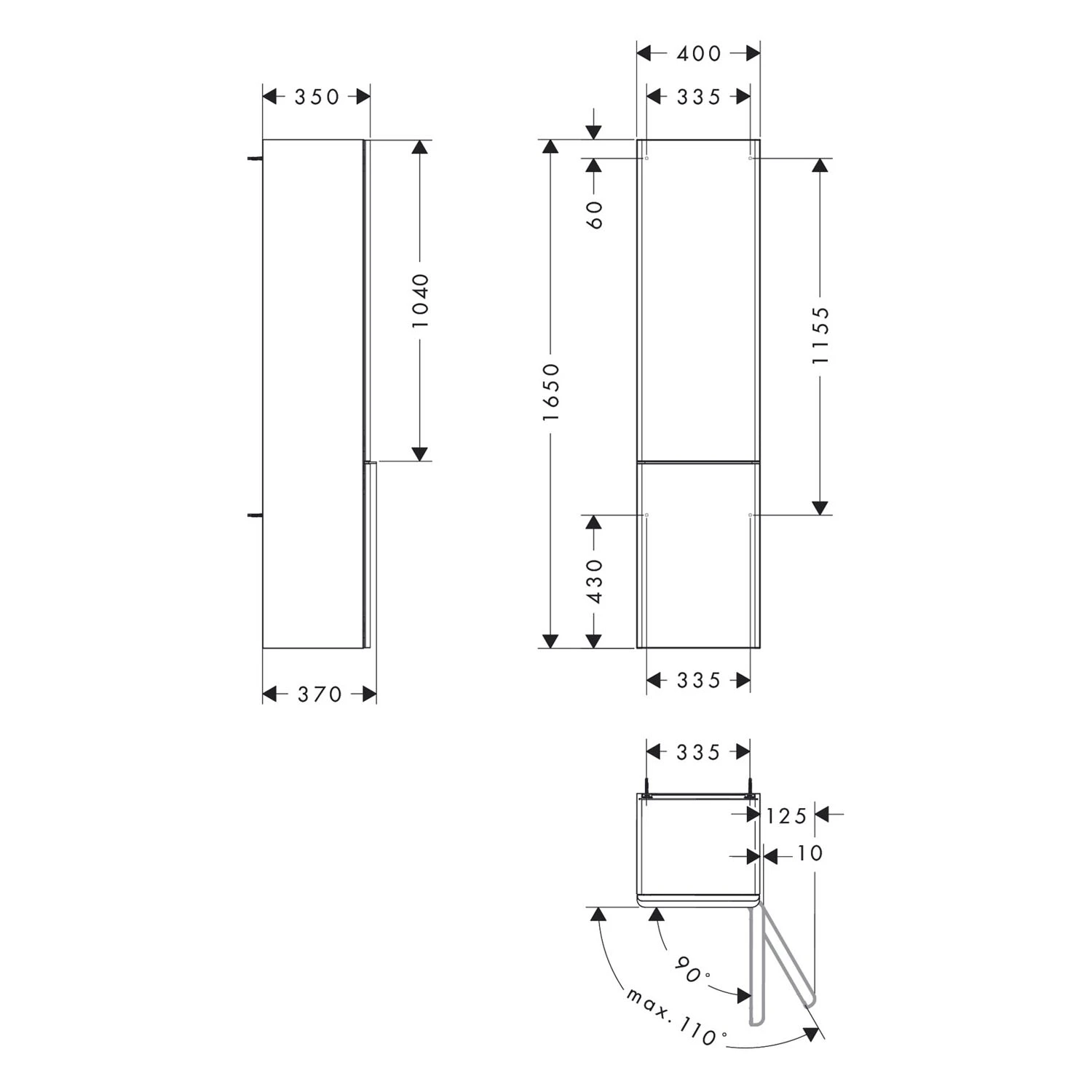 Hansgrohe Xelu Q Hochschrank 40 X 165 Cm, 2 Türen Mit Anschlag Rechts, Griff Mattweiß 4 Hansgrohe Xelu Q Hochschrank 40 X 165 Cm, 2 Türen Mit Anschlag Rechts, Griff Mattweiß – Bild 4