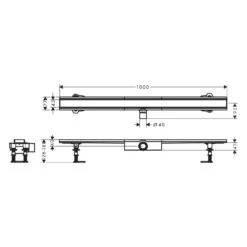Hansgrohe RainDrain Compact Komplettset Duschrinne 100 Cm Für Flache Installation -Hansgrohe Verkaufsgeschäft hansgrohe raindrain duschrinnen compact komplettset 100 11042869