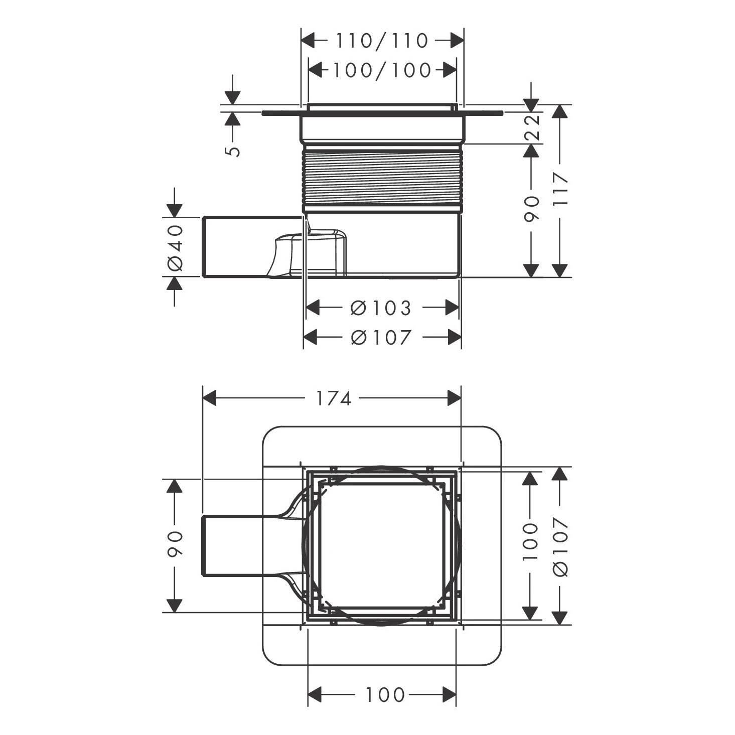Hansgrohe RainDrain Brilliance Komplettset Punktablauf 10/10 Cm Rückseitig Befliesbar 4 Hansgrohe RainDrain Brilliance Komplettset Punktablauf 10/10 Cm Rückseitig Befliesbar – Bild 4