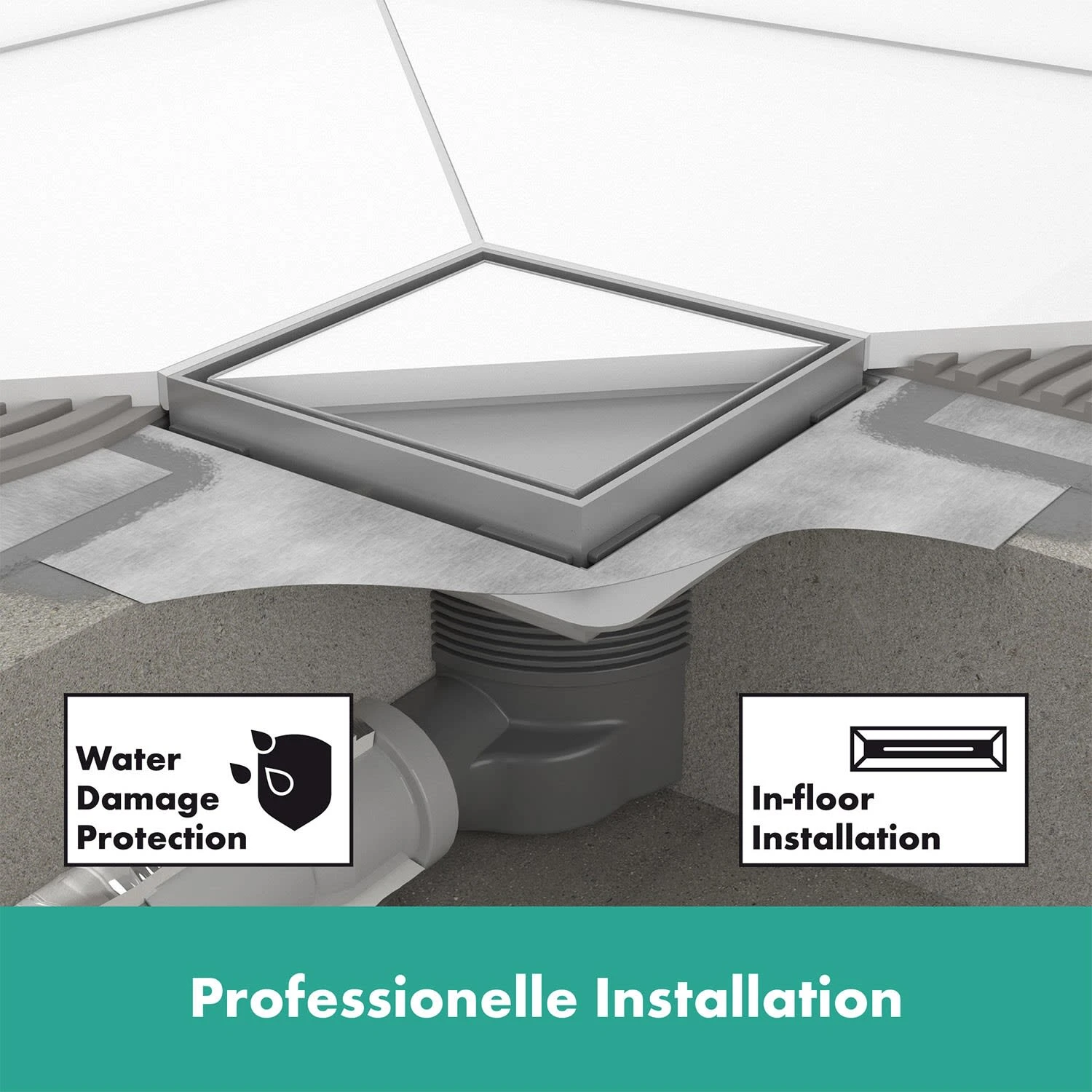 Hansgrohe RainDrain Brilliance Komplettset Punktablauf 10/10 Cm Rückseitig Befliesbar 5 Hansgrohe RainDrain Brilliance Komplettset Punktablauf 10/10 Cm Rückseitig Befliesbar – Bild 5