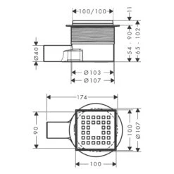 Hansgrohe RainDrain Point Komplettset Punktablauf 10/10 Cm -Hansgrohe Verkaufsgeschäft hansgrohe raindrain duschrinnen und punktablaeufe point 11042950