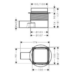 Hansgrohe RainDrain Point Komplettset Punktablauf 10/10 Cm Rückseitig Befliesbar -Hansgrohe Verkaufsgeschäft hansgrohe raindrain duschrinnen und punktablaeufe point 11042956