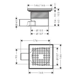 Hansgrohe RainDrain Point Komplettset Punktablauf 15/15 Cm -Hansgrohe Verkaufsgeschäft hansgrohe raindrain duschrinnen und punktablaeufe point 11042959