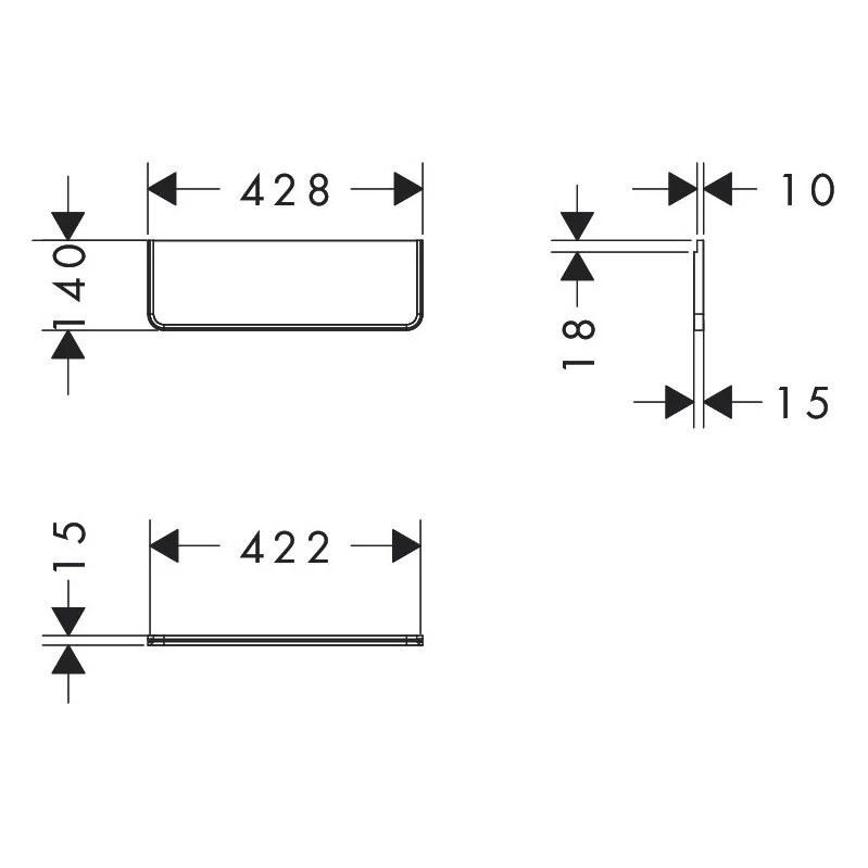 Hansgrohe Xelu Q Ablage 43 X 13 Cm 3 Hansgrohe Xelu Q Ablage 43 X 13 Cm – Bild 3